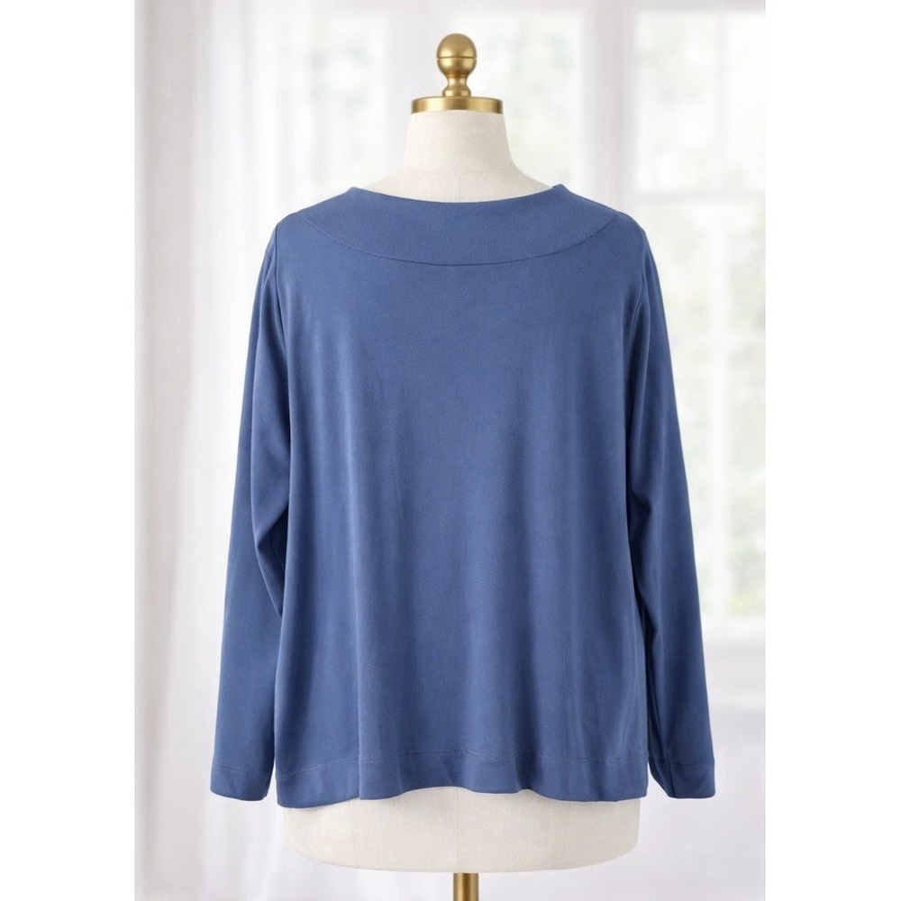 New Pure Jill Azure Blue Popover Top Button Detail V Neck Butter Soft Knit 2X‎ - Picture 2 of 12